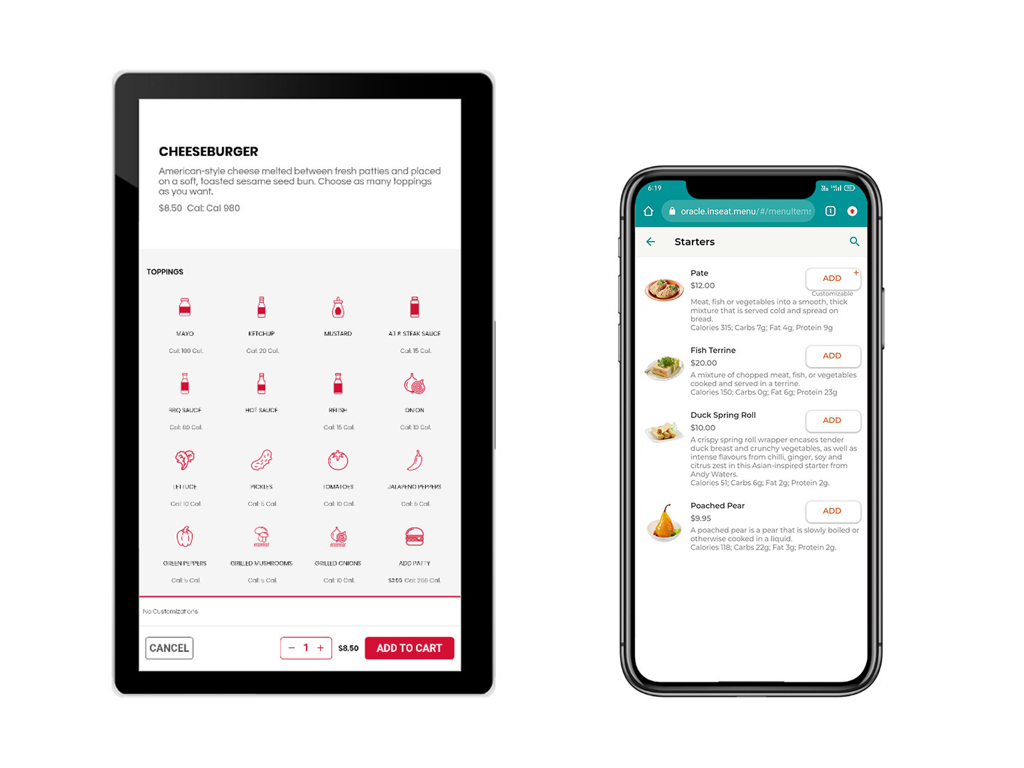 Calorie Information on XPR Kiosk